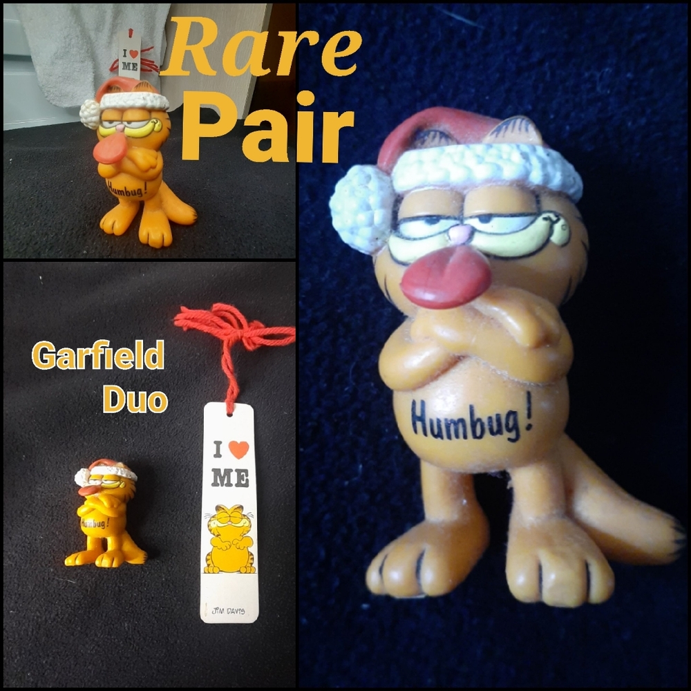 🔥RARE Garfield Dakin 1981 Vintage Holiday Humbug Window Hanger + Bookmark